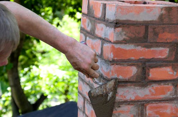 Mortar joint tooled smooth on chimney brickwork